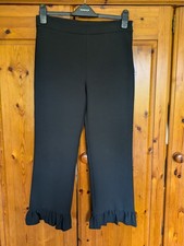 ZARA Ladies Black Flare Capri Trousers - Size Medium
