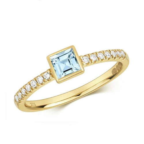 Real aquamarine and diamond - aquamarine,