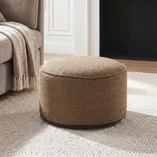 Round stool linen bean bag - linen,