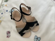 Women’s M&S Footglove Suede Leather Wedge Sandals Black Beige UK5 New