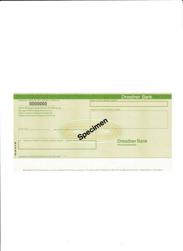 Dresdner bank specimen - ,