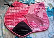 Pink Marble Weatherbeeta Saddle Pad & Ears (Size FULL)