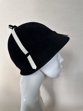 Vintage Evelyn Varon Black Women's Hat Cloche Bucket Hat Size 6 Equestrian 