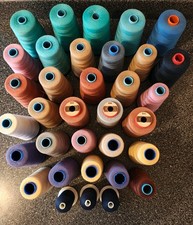 Bundle of 34 Overlocker Sewing Threads Cones Mix Of Colours 120 on Labels