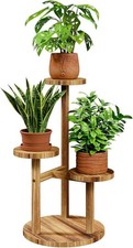 Plant Stand Indoor Outdoor Corner Wooden Plant Shelf 3 Tier Round 