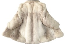 Real BLUSH FOX FUR Coat Cream White THICK FULL PLUSH PELTS S/M 10/12 Vintage