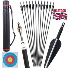 12pcs 30" Carbon Arrows Archery Arrow Quiver Compound Recurve Bow Hunting Target