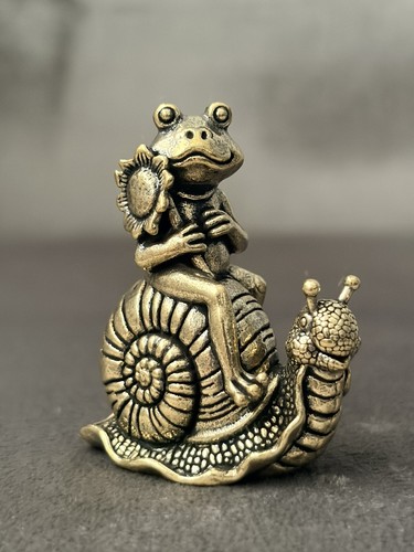 Solid brass frog snail - frog,