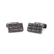 PD Man 925 Silver in Black Rhodium Plate Chocolate Bar Cufflinks - 1 Pair