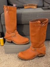Wesco Boots Boss Tan Custom Sz 8.5D 14" Lined USA EUC Free Shipping 