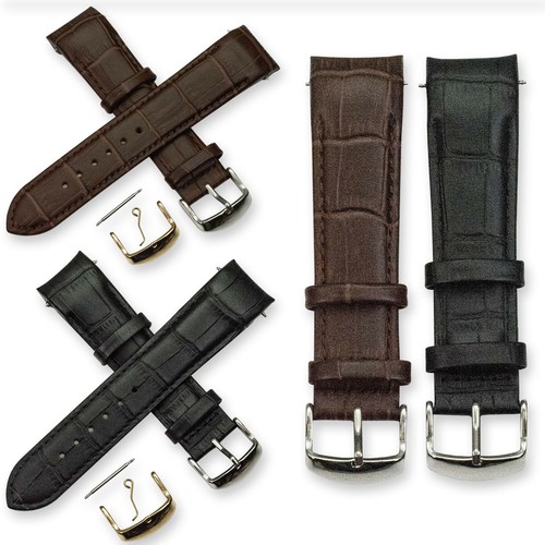 Curved leather watch strap - curved,
