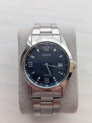 Mens accurist silver tone blue - accurist, silver-tone