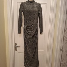 Forever Unique Silver Glittery Midi Dress UK10 **xmas party*