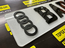 2x 4D Acrylic Stylish License Number Plate Audi Matte Black Stickers Side Badges