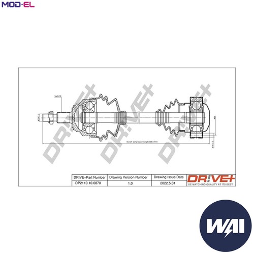 Drive shaft dp2110 0870 - shaft, dp2110.10.0870