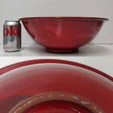 Large Red Earthenware Serving Bowl Glazed Spanish Terracotta Fruit Salad 13"