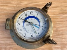 VINTAGE QUARTZ MARITIME NAUTICAL BULKHEAD TIDE CLOCK - Working Porthole 