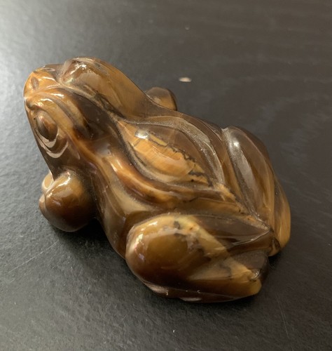 Tigers eye carved frog - tigers,