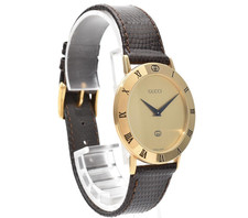 【Near MINT】Vintage Gucci 3000M 33mm Gold Dial Quartz Men's Watch From Japan