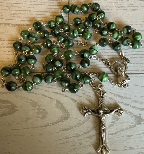 Vintage italian rosary green - vintage,