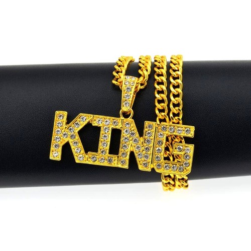 Gold king chain necklace punk - necklace,