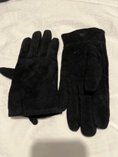 Marks & Spencer Ladies Black Leather Suede Gloves - size Medium