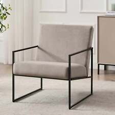 Dusk Rae Taupe Velvet & Black Iron Accent Chair RRP £139