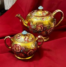 Rare Sadler vintage gold lustre 3 piece teaset pattern no 1664 bly Staffordshire