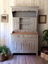 Vintage Late C20th Solid Pine Painted Dresser Cupboard Sideboard