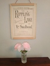 Antique Rare 1893 Music Score"THE RIPPLING LAKE" Wm Smallwood+ Magnet Clip Frame