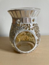 Yankee Candle gold & pearl crackle glass candle holder 14cm tall