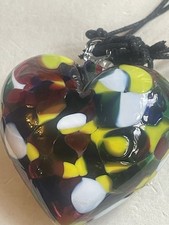 Murano Art Glass Hanging Heart Shaped Window Ornament Multi-colour