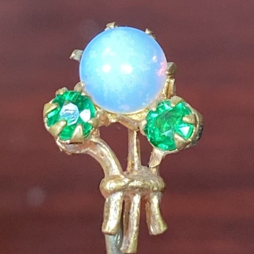 Vtg gold tone opal - tone, emerald