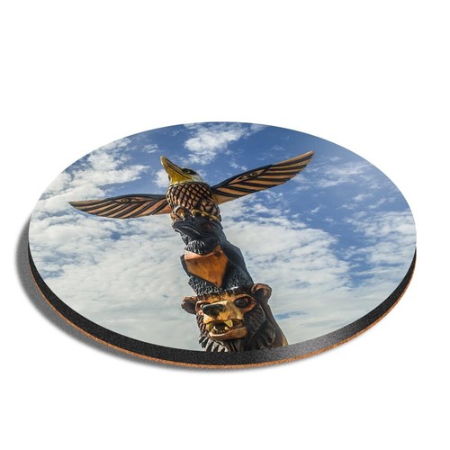 Round mdf coaster wooden totem - round,