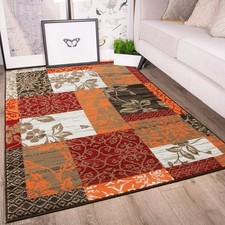 Living Room Rug Red Grey