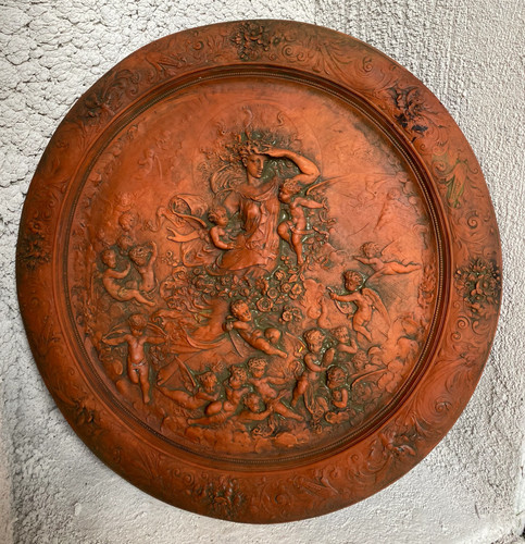 Angel flora round - angel, plaque