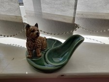 WADE POTTERY DOG FIGURINE WITH GREEN DISH - COLLECTIBLE VINTAGE ASHTRAY RARE 