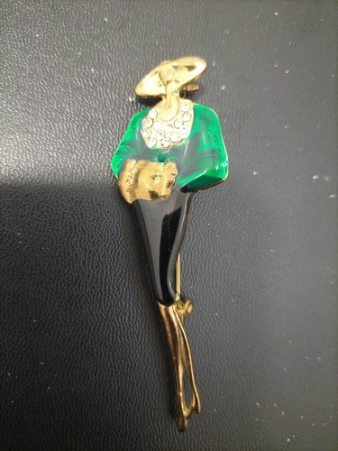 Vintage asian brooch - vintage, gold