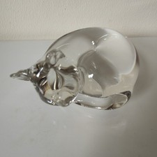 Solid Clear Glass Cat Ornament Figurine Used Good Condition