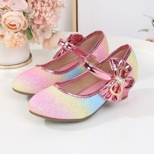 Kids Girls Rainbow Sequins Bow