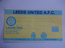 1990/91 Rumbelows League Cup Semi Final Leeds Utd v Manchester United Ticket