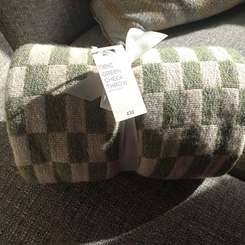 Sage green woven geo - green, throw