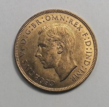 1947 1 d/Penny, Great Britain, King GEORGE VI, Bronze Coin