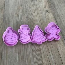 4 Christmas Plunge Embossed Cookie Cutters Tree Snowman Ginger Bread Man Babble
