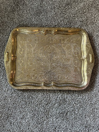 Solid brass tray heavy hand - heavy.,