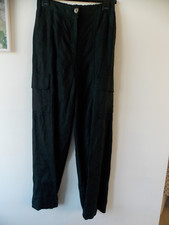  M&S 100% Linen WIDE LEG  Trousers Black