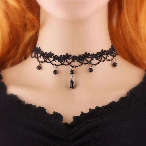 Black bead daisy flower - &, lace