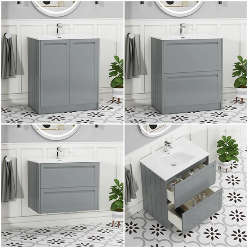 Grey vanity unit bathroom - vanity,
