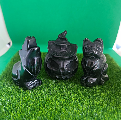 3pc black stone - stone, hand