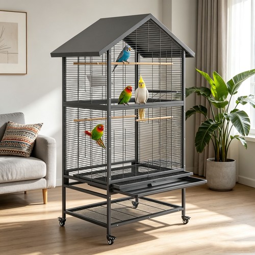 Large wrought iron parrot cage - large,